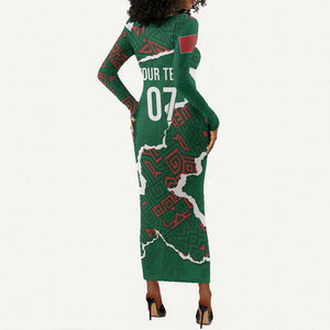 Morocco Football Custom Long Sleeve Bodycon Dress Grunge Motifs