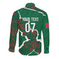 Morocco Football Custom Long Sleeve Button Shirt Grunge Motifs