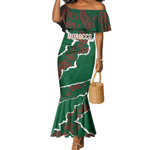 Morocco Football Custom Mermaid Dress Grunge Motifs