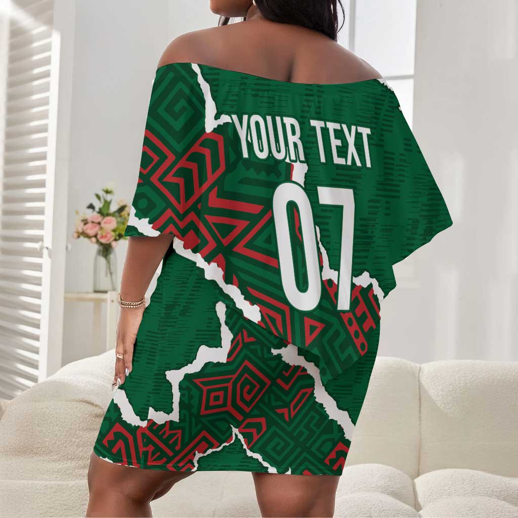 Morocco Football Custom Off Shoulder Short Dress Grunge Motifs