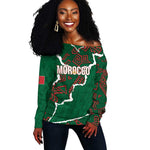Morocco Football Custom Off Shoulder Sweater Grunge Motifs