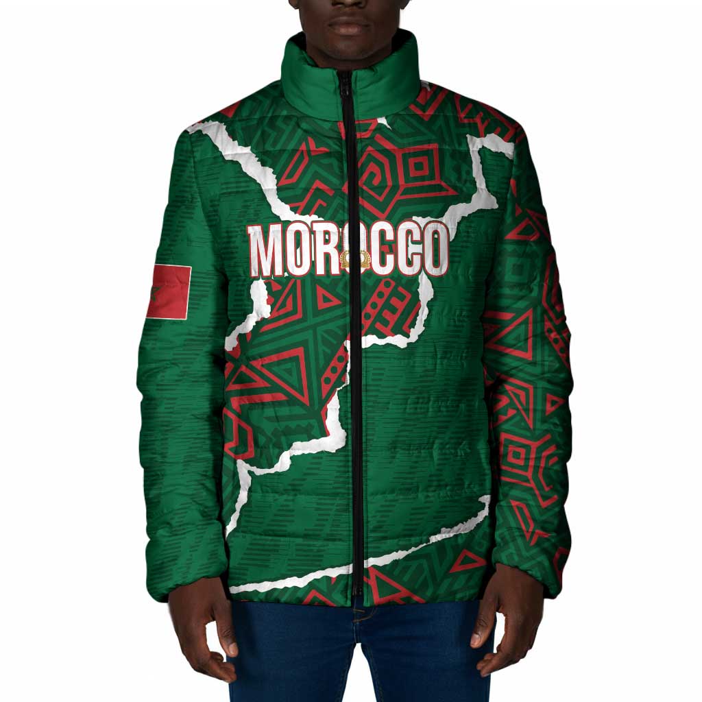 Morocco Football Custom Padded Jacket Grunge Motifs