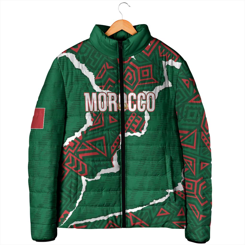 Morocco Football Custom Padded Jacket Grunge Motifs