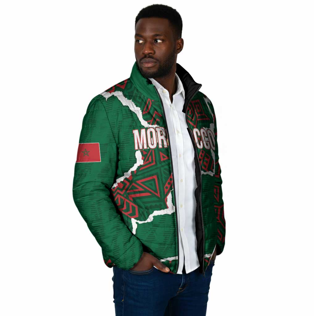 Morocco Football Custom Padded Jacket Grunge Motifs