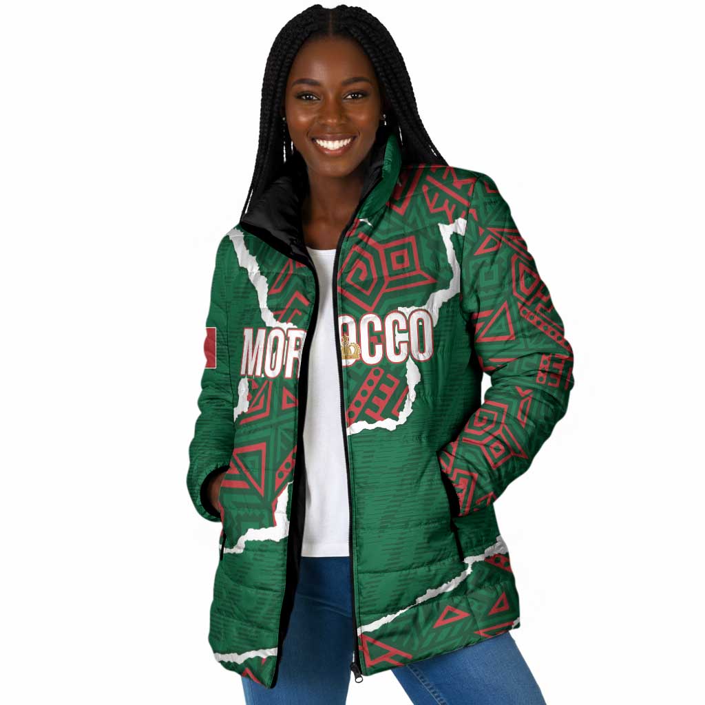 Morocco Football Custom Padded Jacket Grunge Motifs