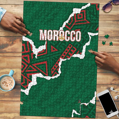 Morocco Football Puzzle Grunge Motifs