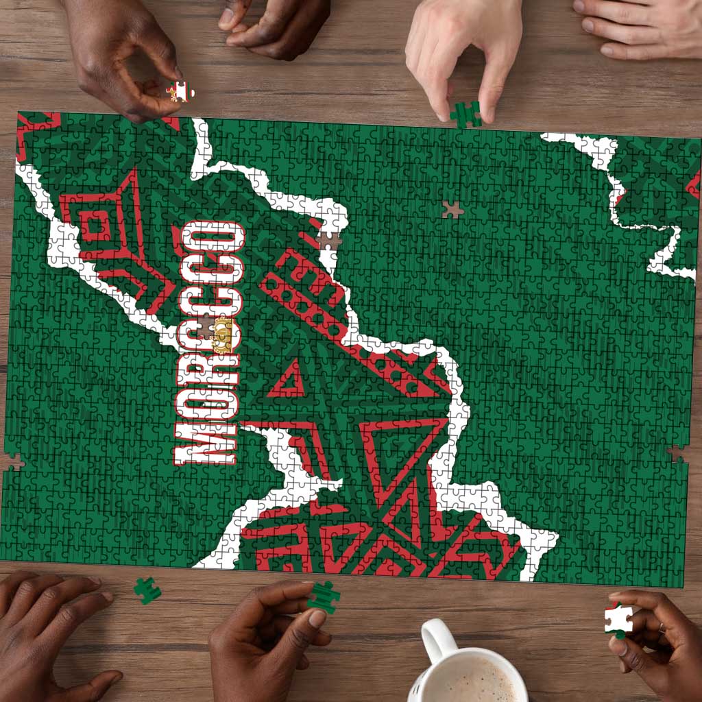 Morocco Football Puzzle Grunge Motifs
