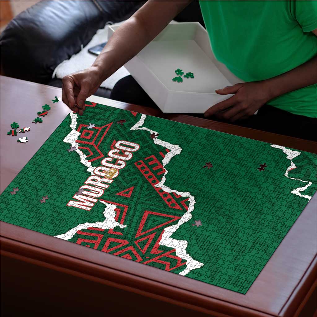 Morocco Football Puzzle Grunge Motifs