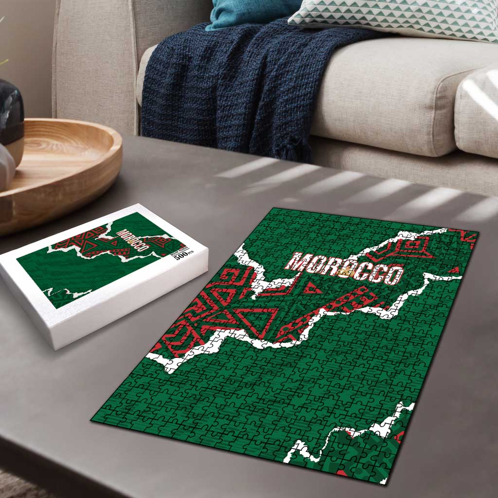Morocco Football Puzzle Grunge Motifs
