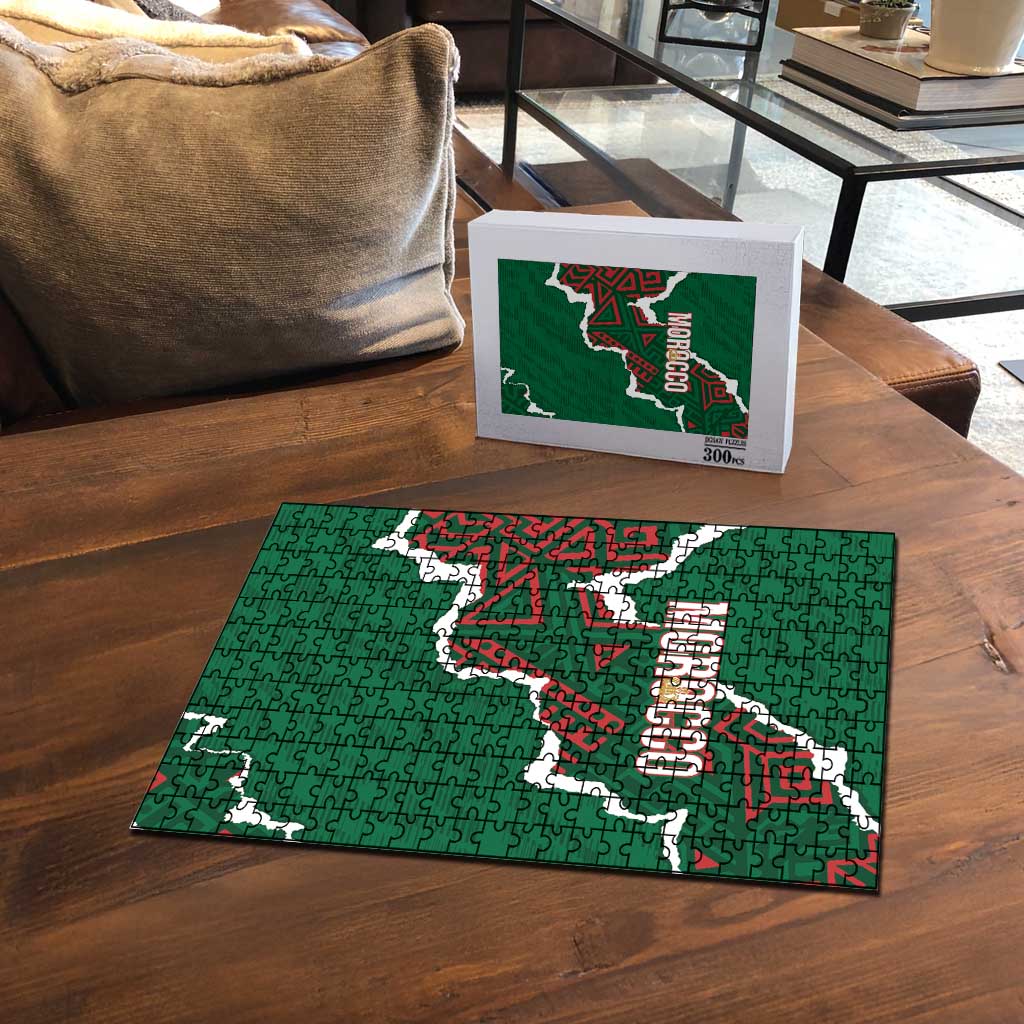 Morocco Football Puzzle Grunge Motifs