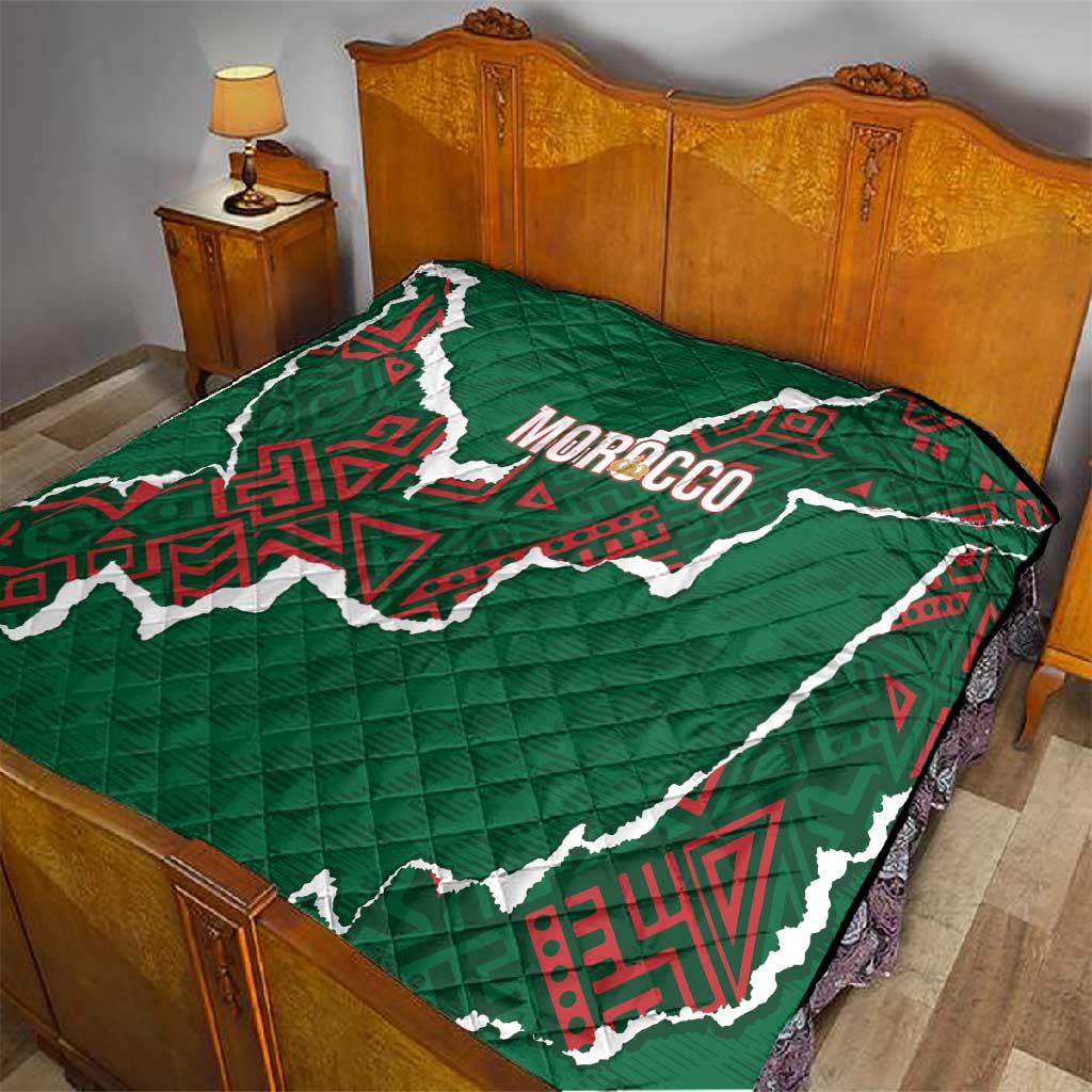 Morocco Football Quilt Grunge Motifs