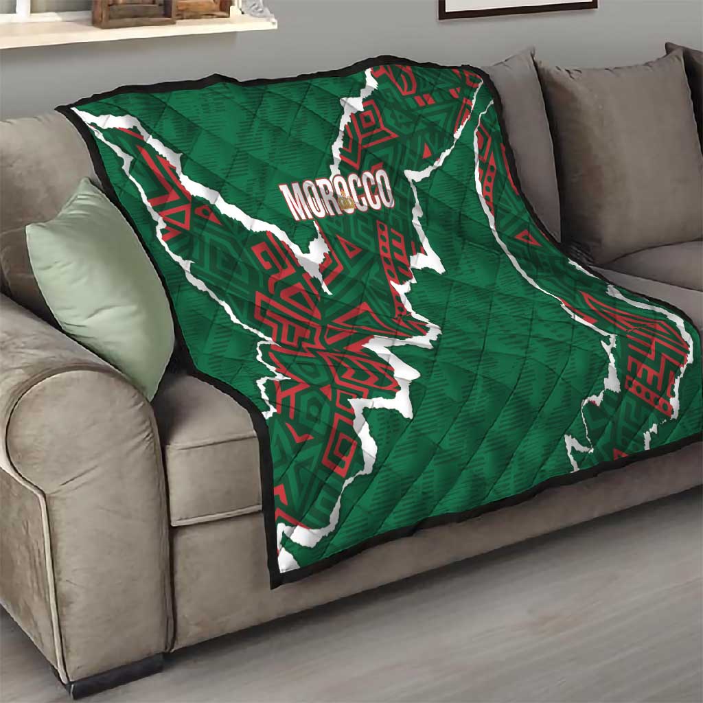 Morocco Football Quilt Grunge Motifs