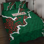 Morocco Football Quilt Bed Set Grunge Motifs