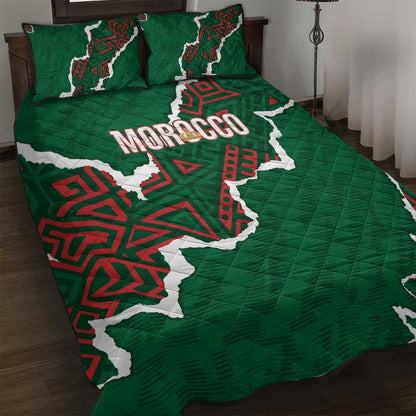 Morocco Football Quilt Bed Set Grunge Motifs