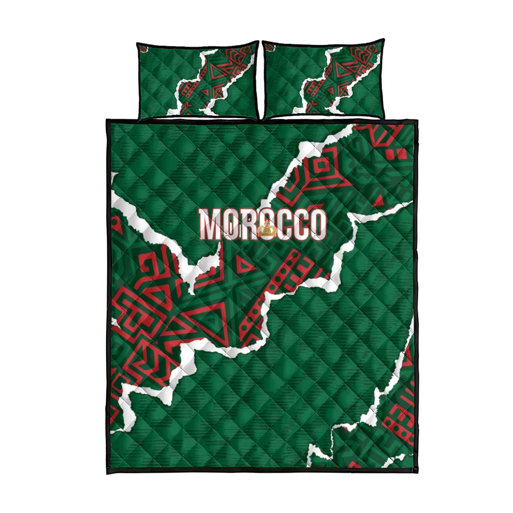 Morocco Football Quilt Bed Set Grunge Motifs
