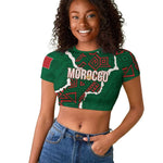 Morocco Football Custom Raglan Cropped T shirt Grunge Motifs