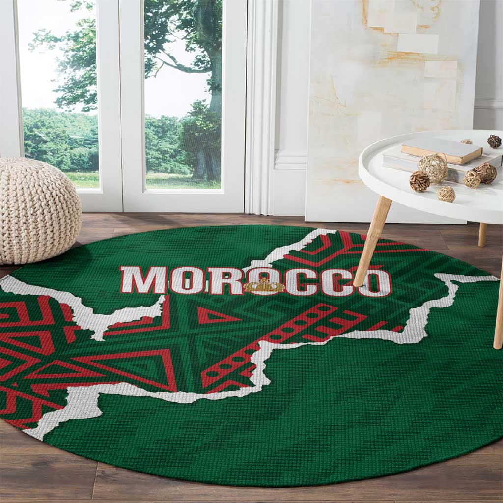 Morocco Football Round Carpet Grunge Motifs