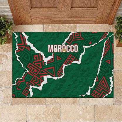 Morocco Football Rubber Doormat Grunge Motifs