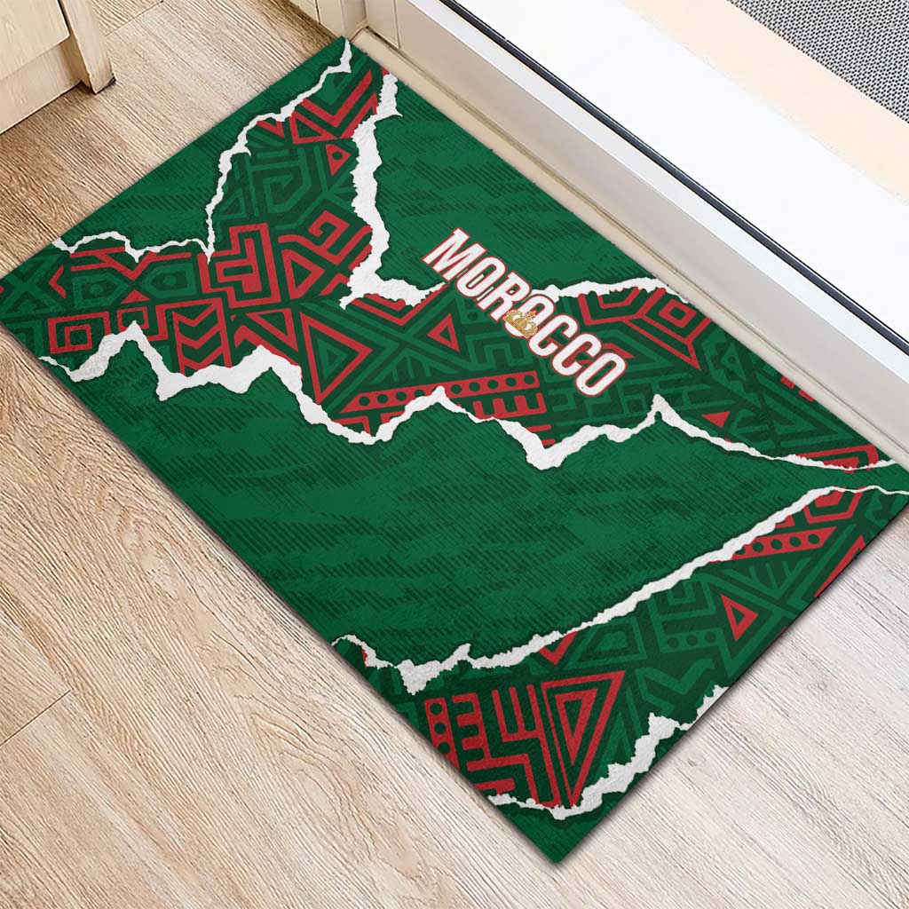 Morocco Football Rubber Doormat Grunge Motifs