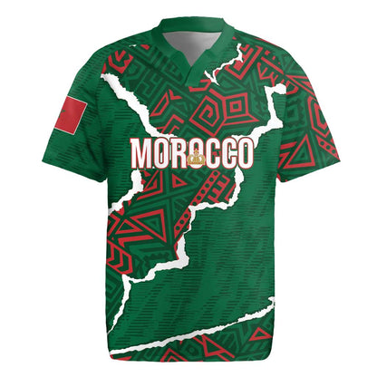 Morocco Football Custom Rugby Jersey Grunge Motifs