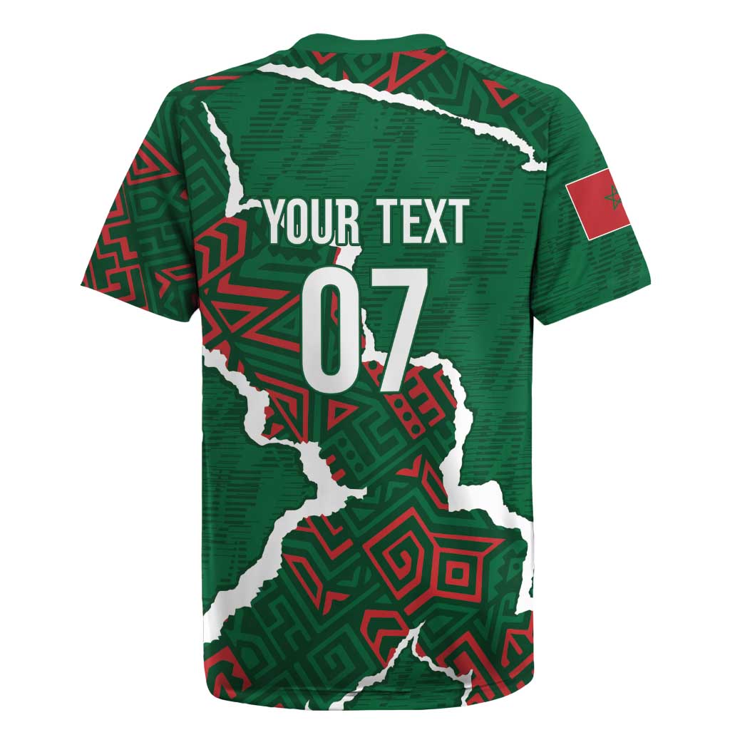 Morocco Football Custom Rugby Jersey Grunge Motifs