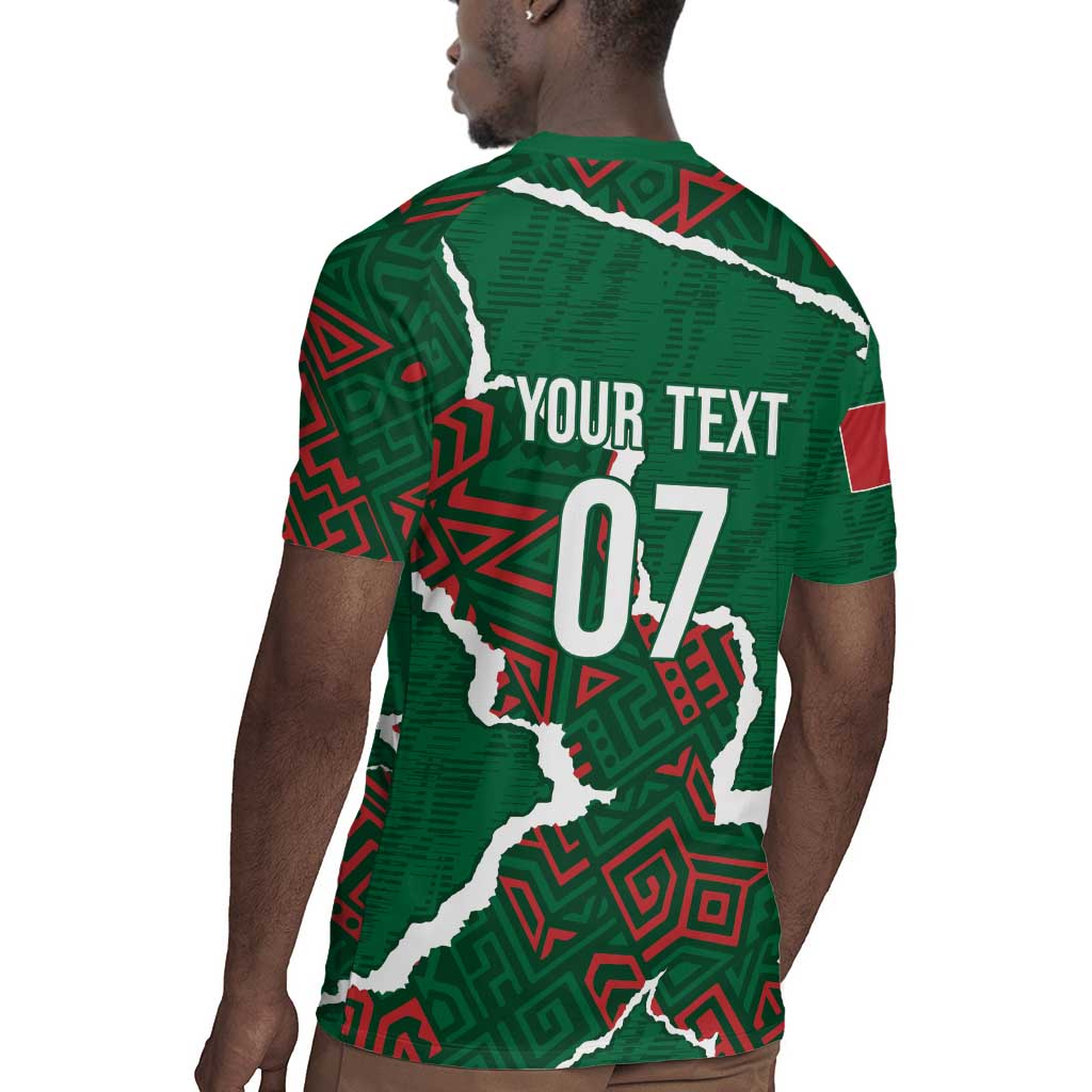Morocco Football Custom Rugby Jersey Grunge Motifs