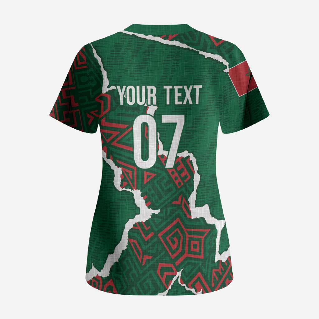 Morocco Football Custom Scrub Top Grunge Motifs