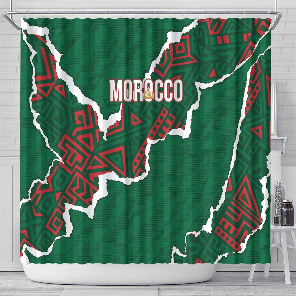 Morocco Football Shower Curtain Grunge Motifs