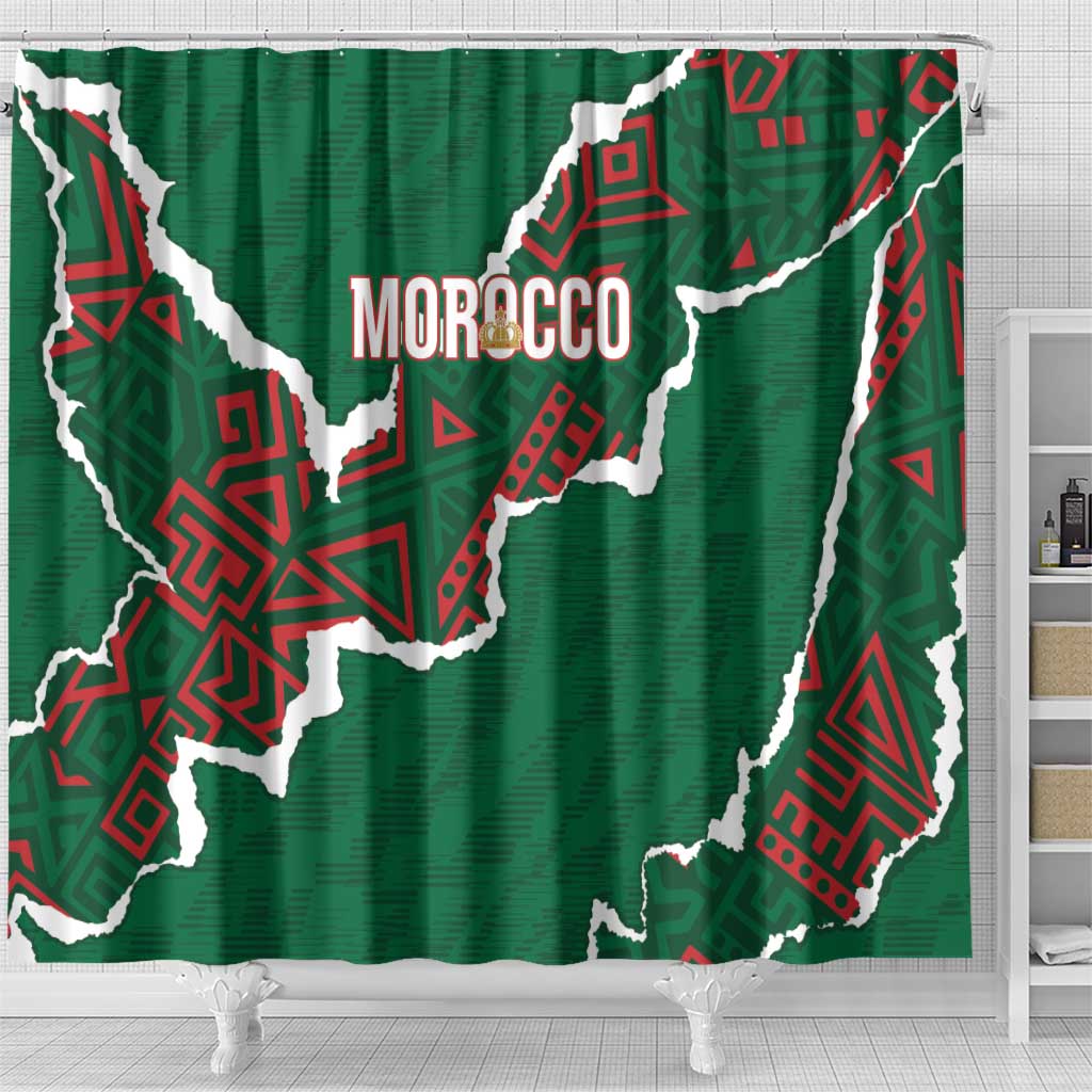 Morocco Football Shower Curtain Grunge Motifs