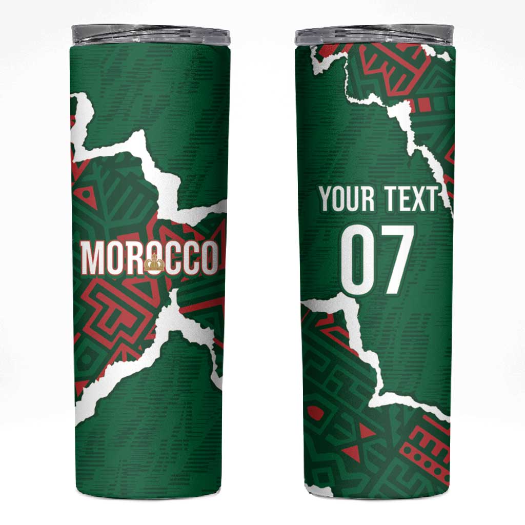 Morocco Football Custom Skinny Tumbler Grunge Motifs