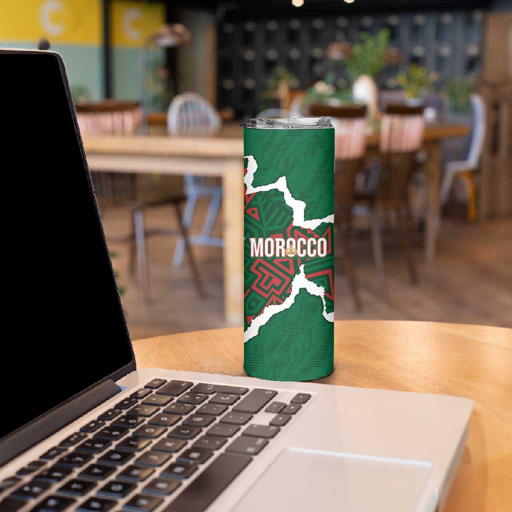 Morocco Football Custom Skinny Tumbler Grunge Motifs