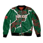 Morocco Football Custom Sleeve Zip Bomber Jacket Grunge Motifs