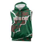 Morocco Football Custom Sleeveless Hoodie Grunge Motifs