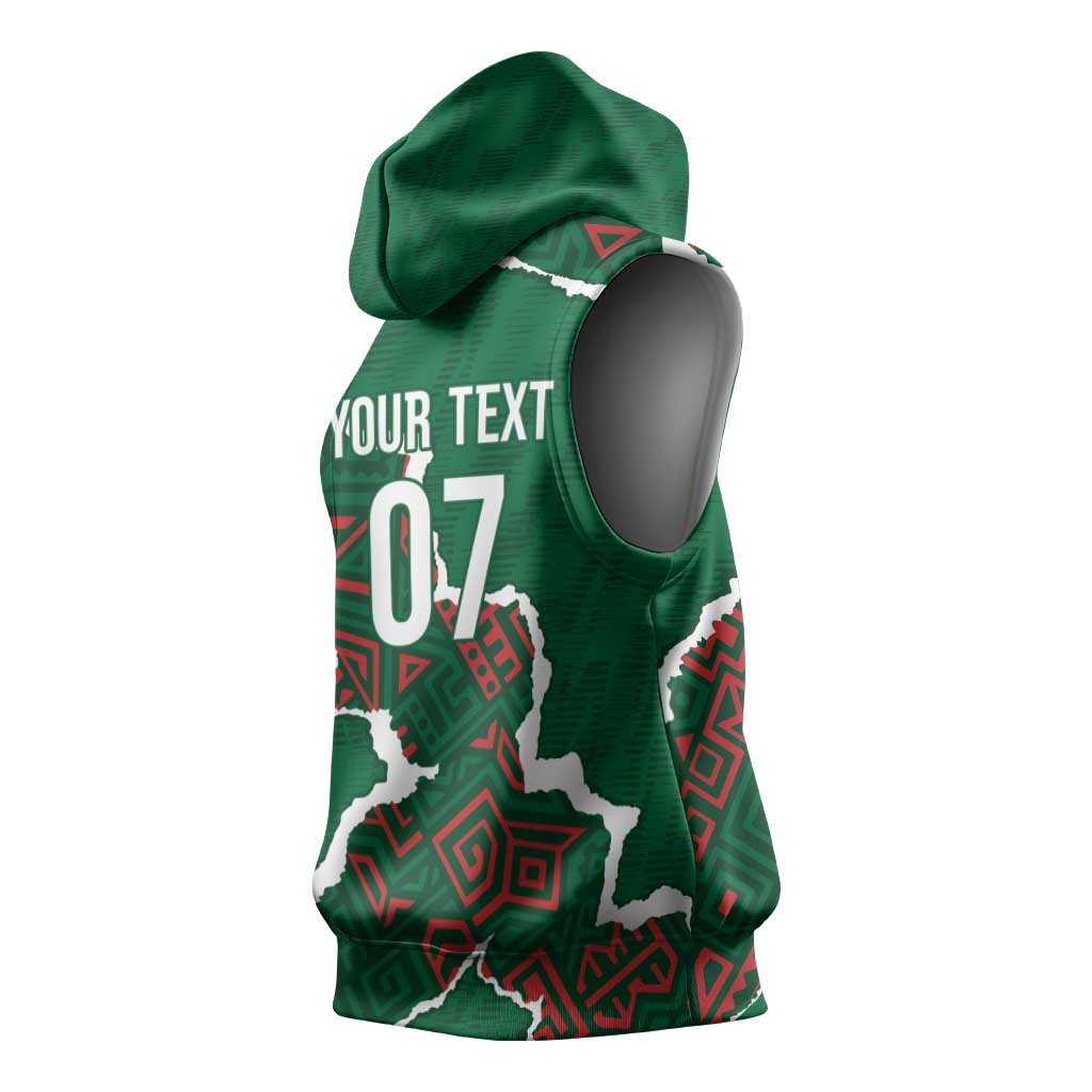 Morocco Football Custom Sleeveless Hoodie Grunge Motifs