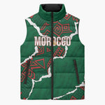 Morocco Football Custom Sleeveless Puffer Jacket Grunge Motifs