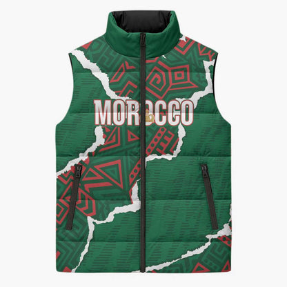 Morocco Football Custom Sleeveless Puffer Jacket Grunge Motifs