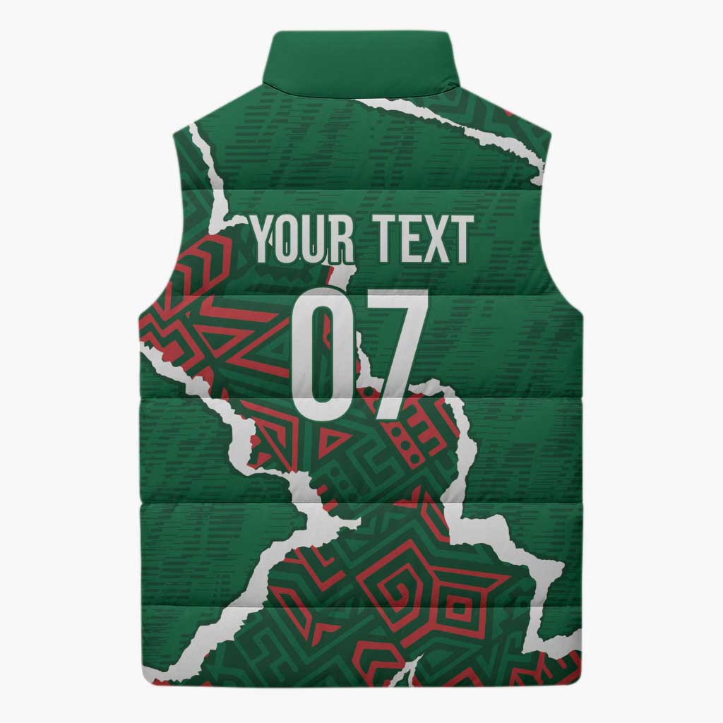 Morocco Football Custom Sleeveless Puffer Jacket Grunge Motifs