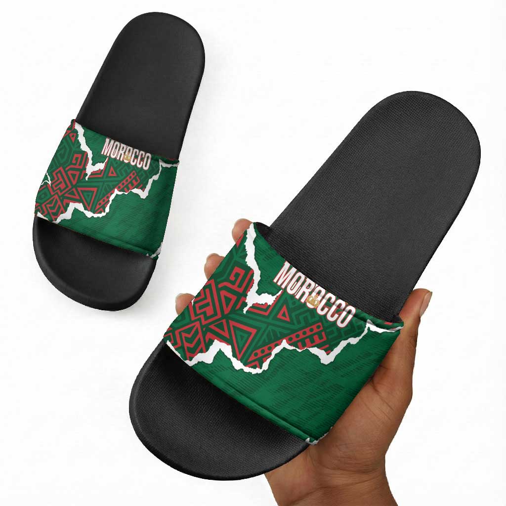 Morocco Football Slide Sandals Grunge Motifs