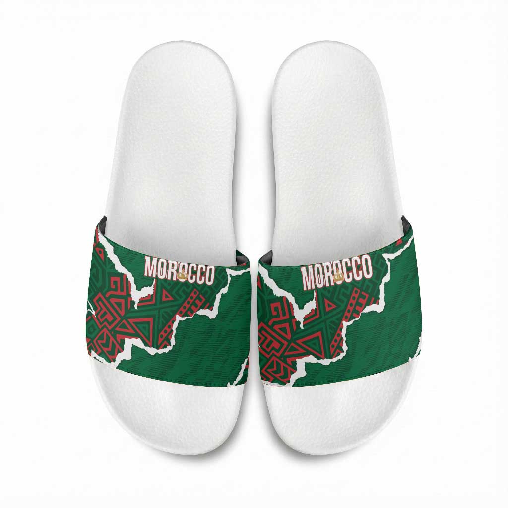 Morocco Football Slide Sandals Grunge Motifs