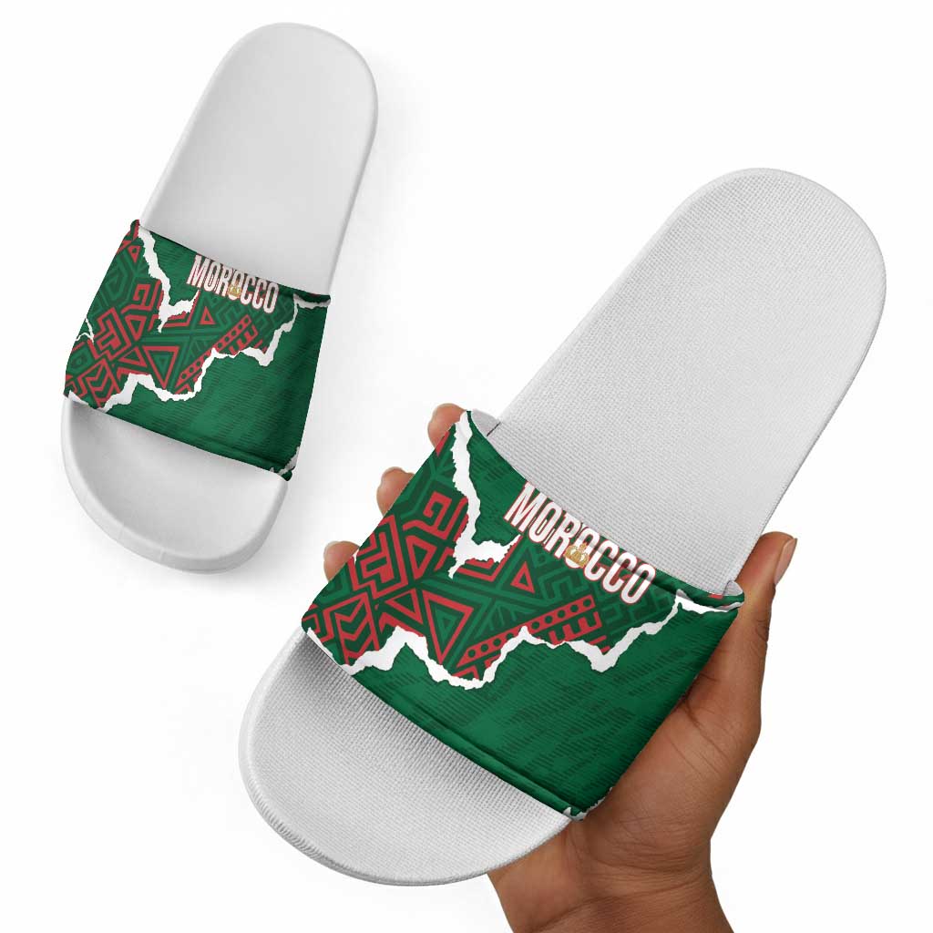 Morocco Football Slide Sandals Grunge Motifs