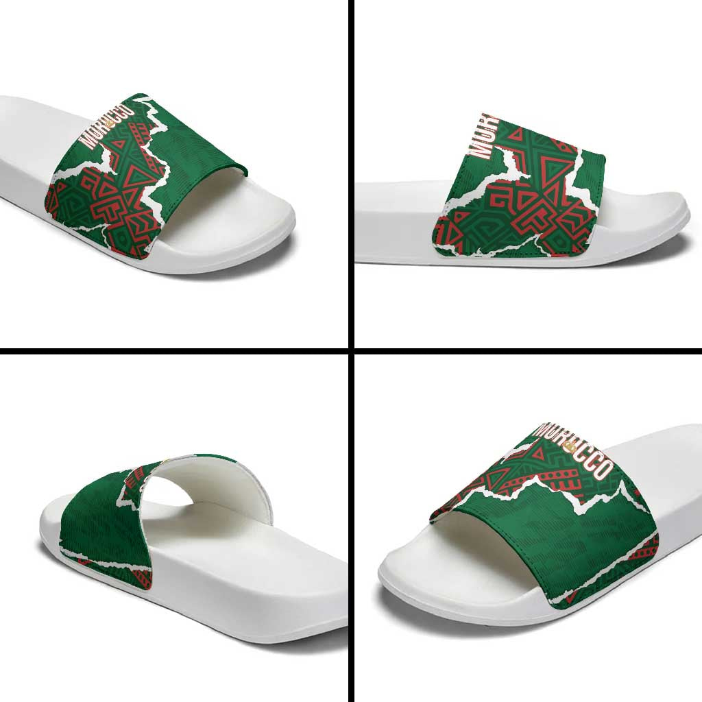 Morocco Football Slide Sandals Grunge Motifs