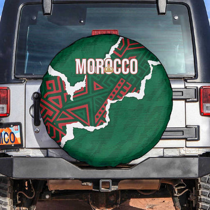Morocco Football Spare Tire Cover Grunge Motifs