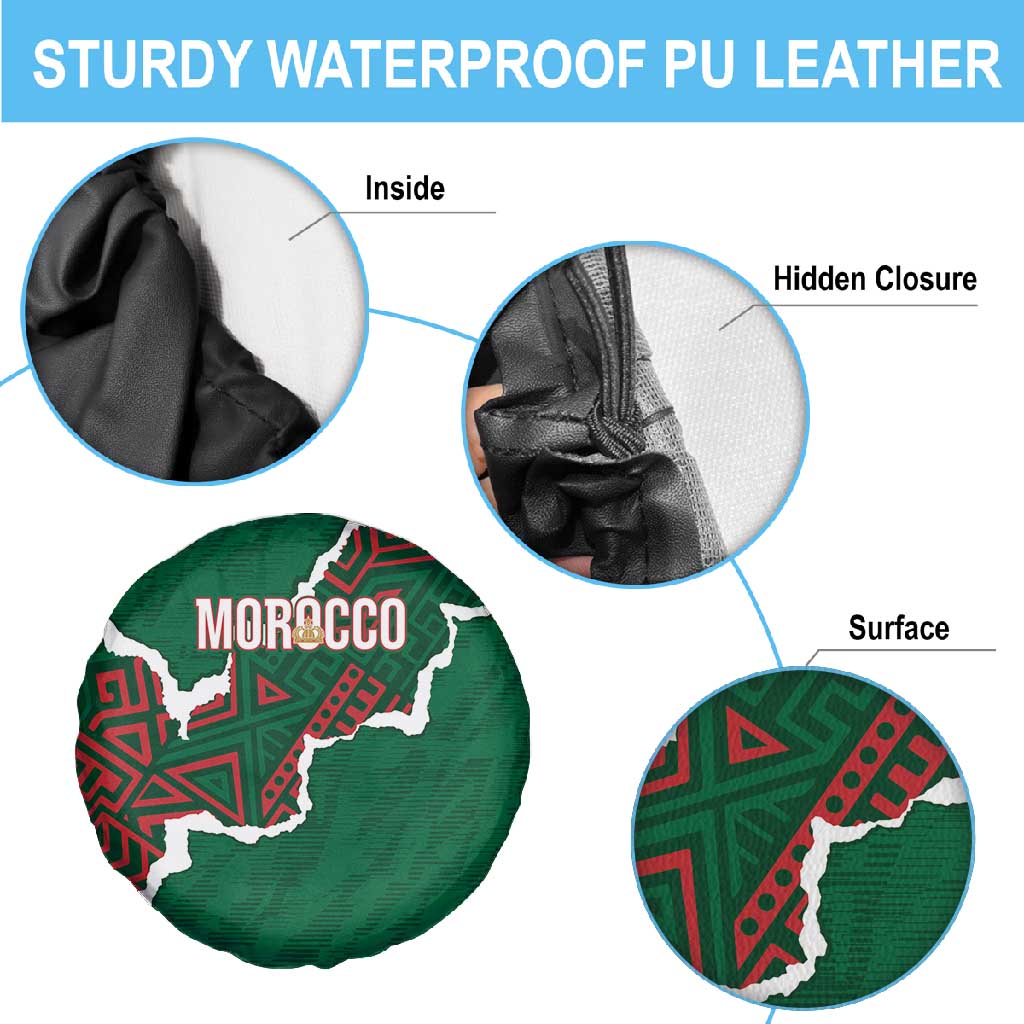 Morocco Football Spare Tire Cover Grunge Motifs