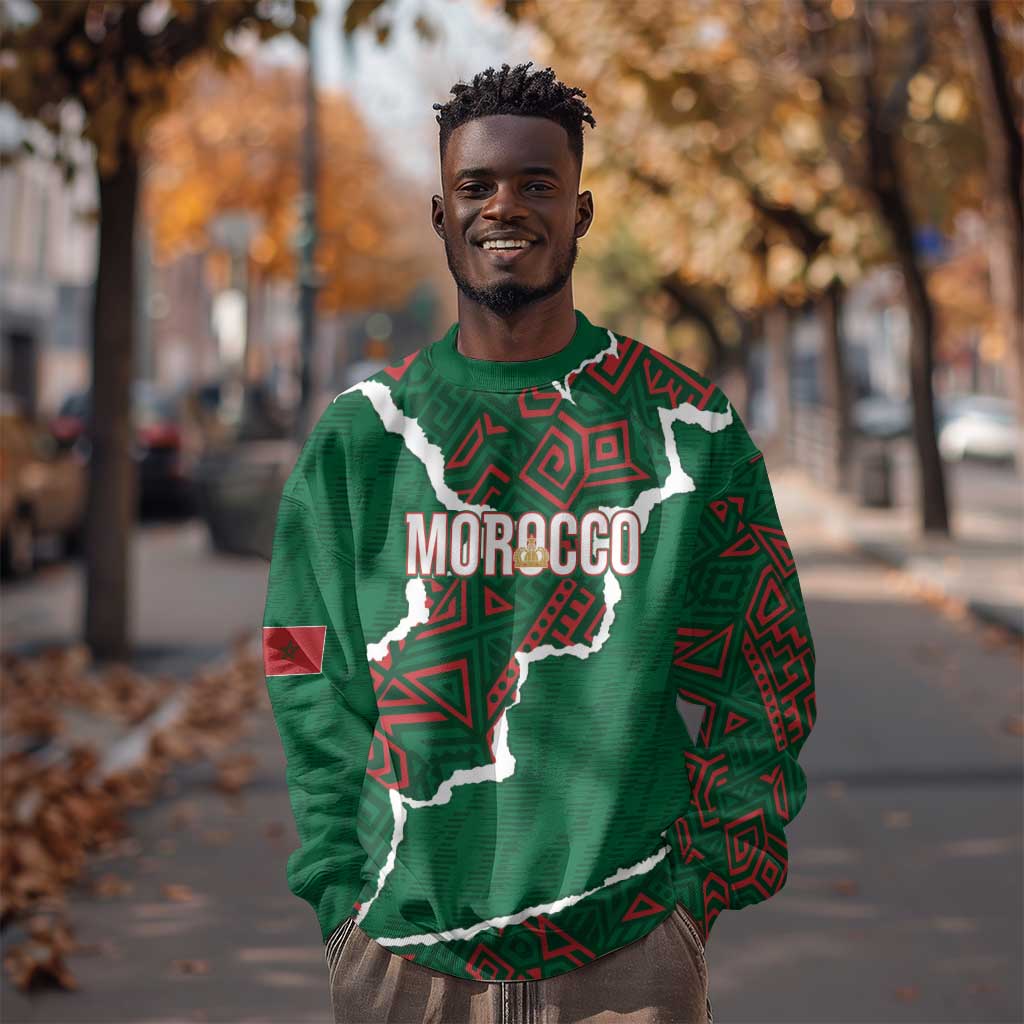 Morocco Football Custom Sweatshirt Grunge Motifs