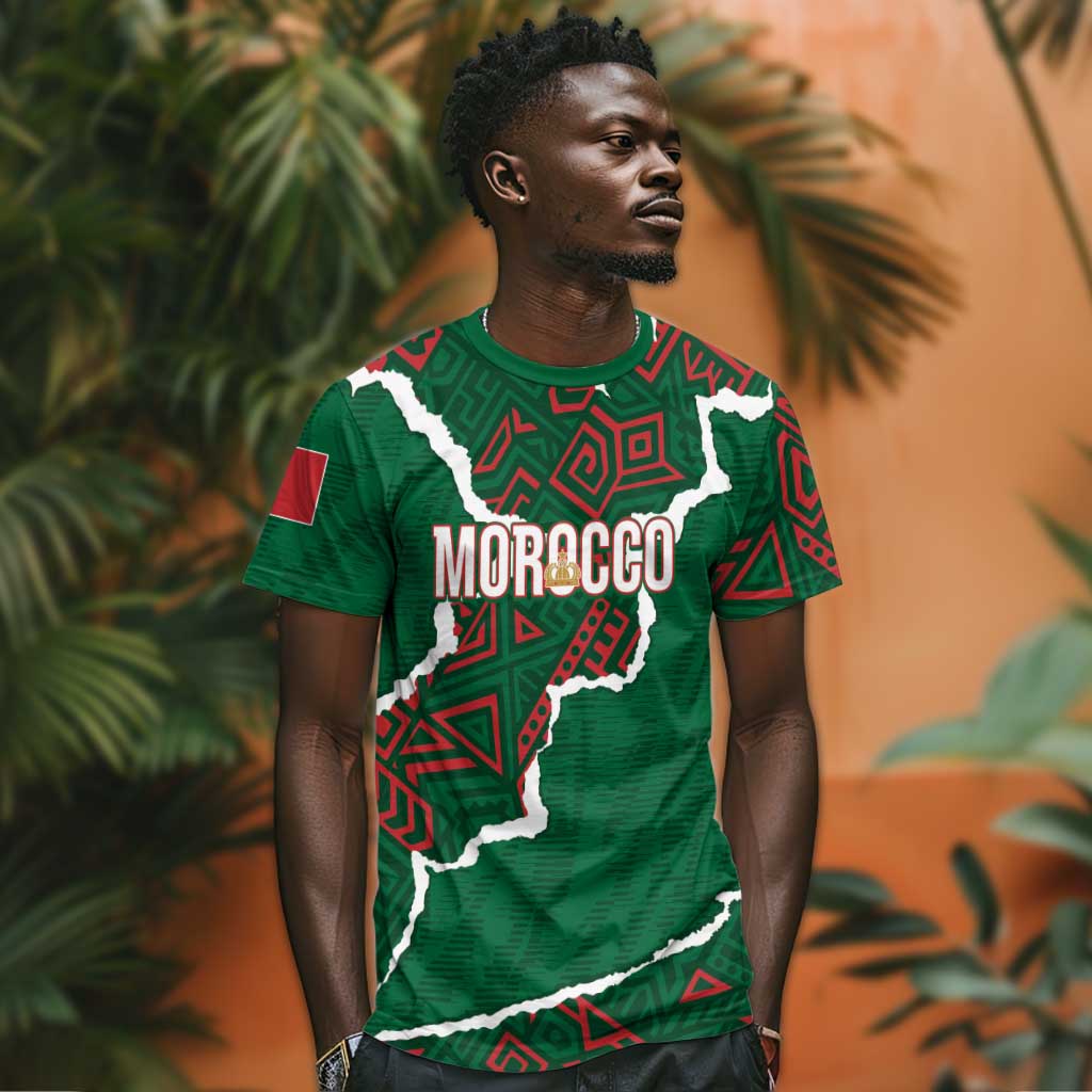 Morocco Football Custom T shirt Grunge Motifs