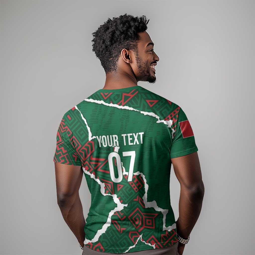 Morocco Football Custom T shirt Grunge Motifs