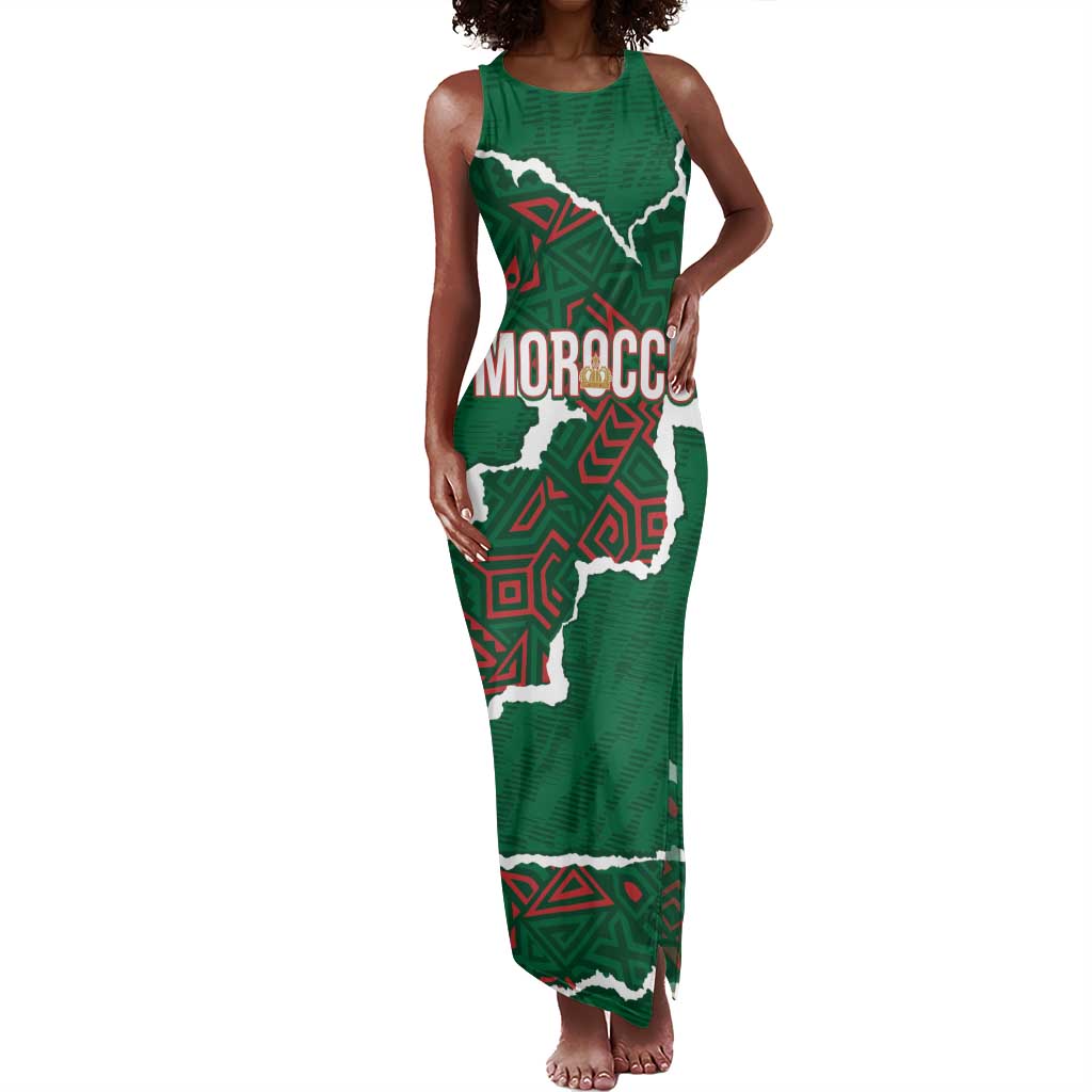 Morocco Football Custom Tank Maxi Dress Grunge Motifs