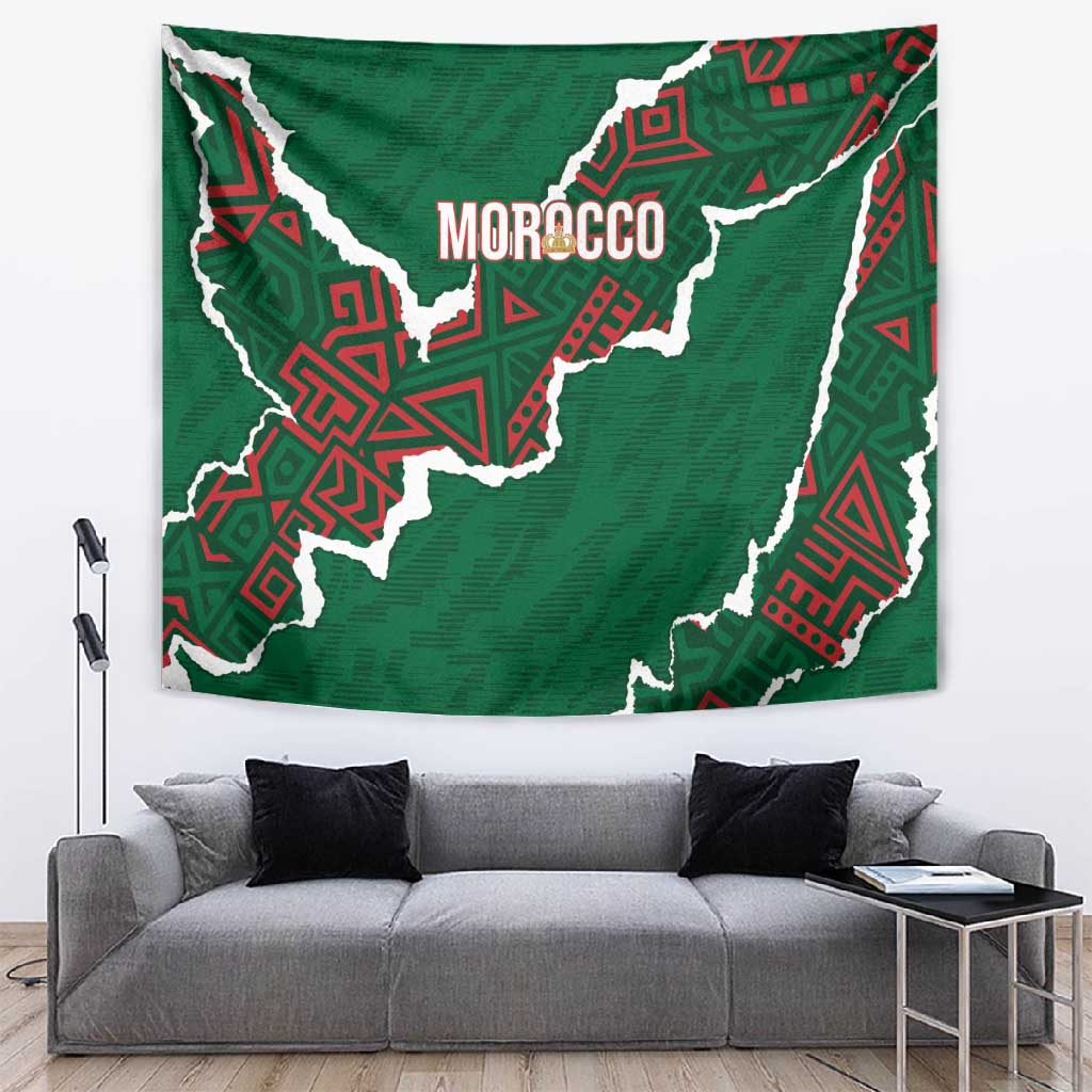 Morocco Football Tapestry Grunge Motifs