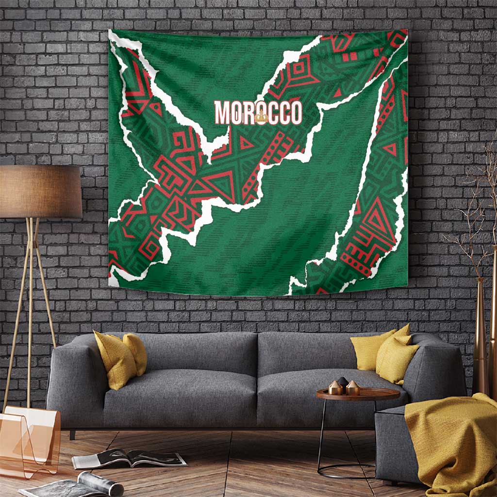 Morocco Football Tapestry Grunge Motifs