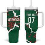 Morocco Football Custom Tumbler With Handle Grunge Motifs